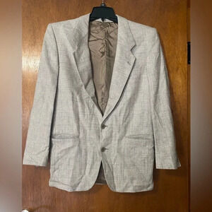 Yves Saint Laurent Mens 2 Button Sport Coat Size 38 (size medium) Tan Blue Plaid